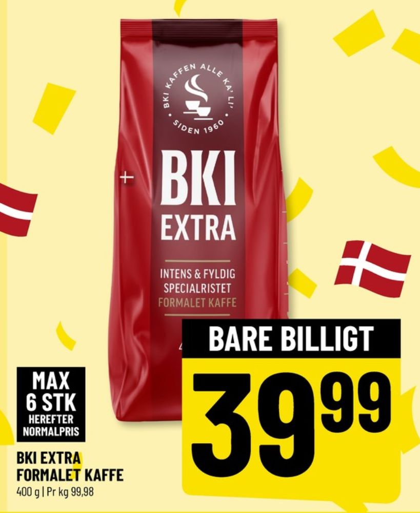 BKI Extra Specialristet, Kaffe Formalet