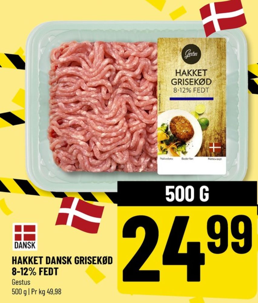 Gestus, Hakket grisekød 8-12%
