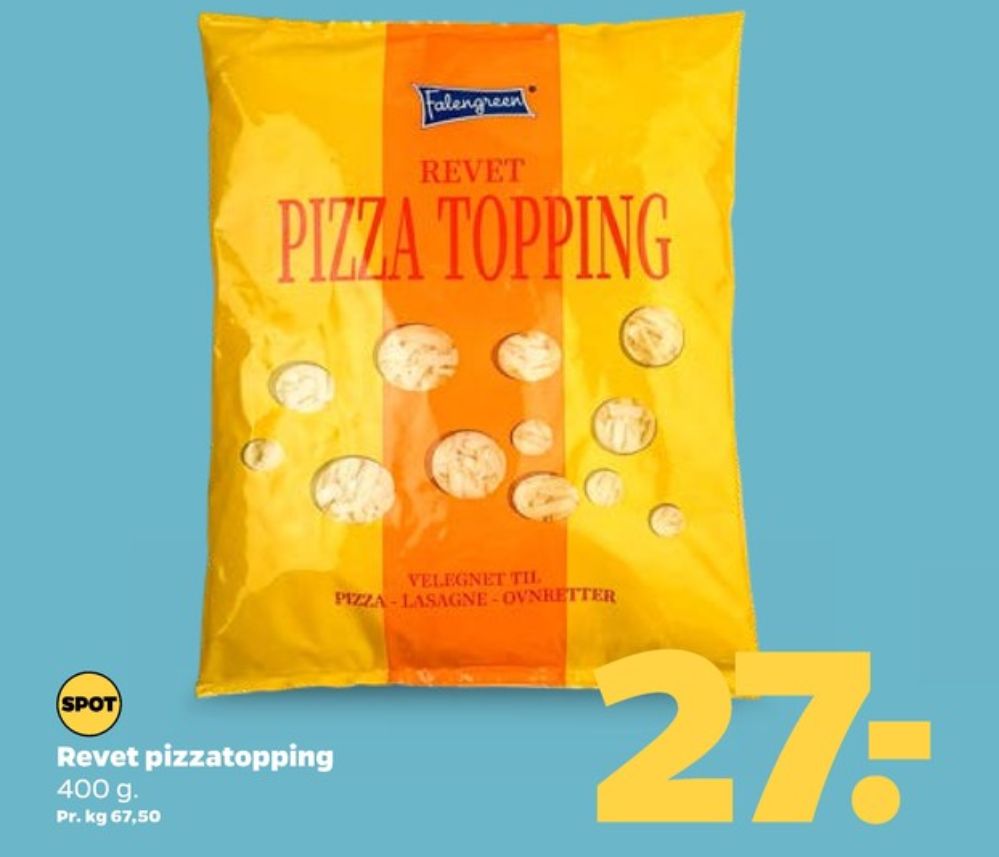 Falengreen, Revet ost Pizza Topping