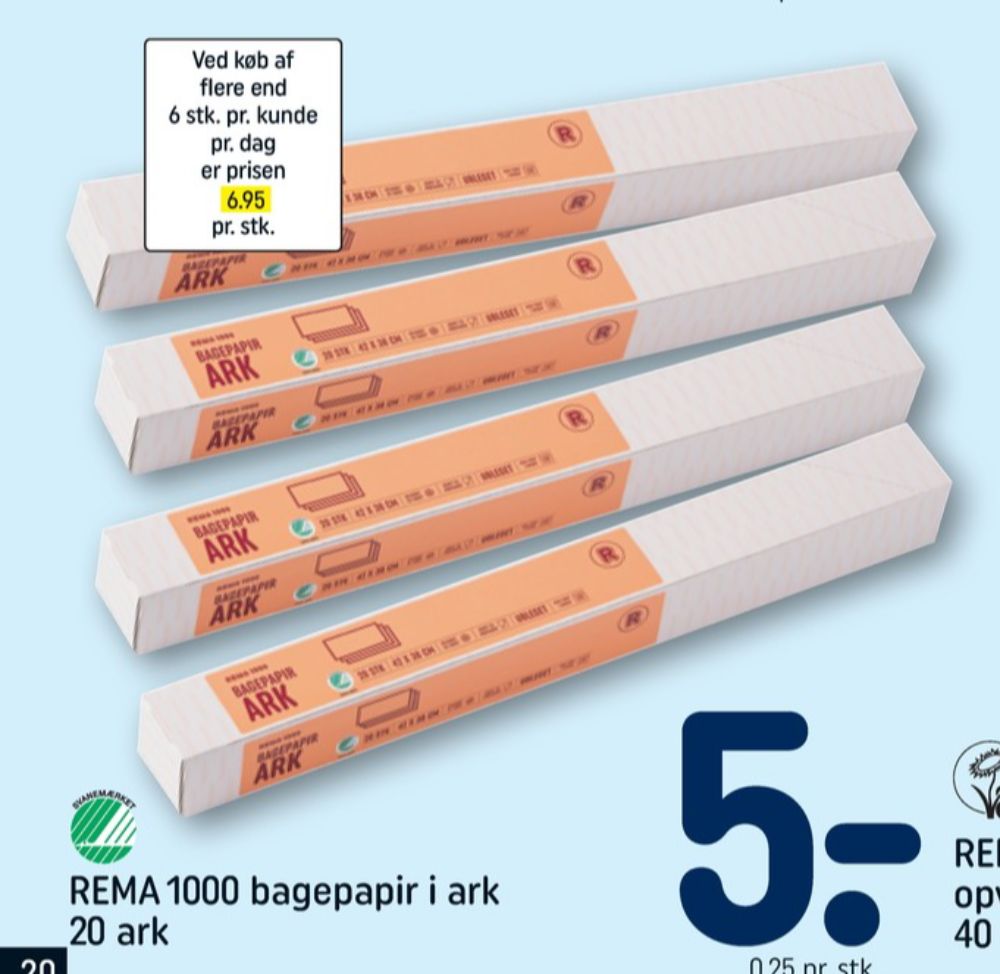 Rema 1000, Bagepapir