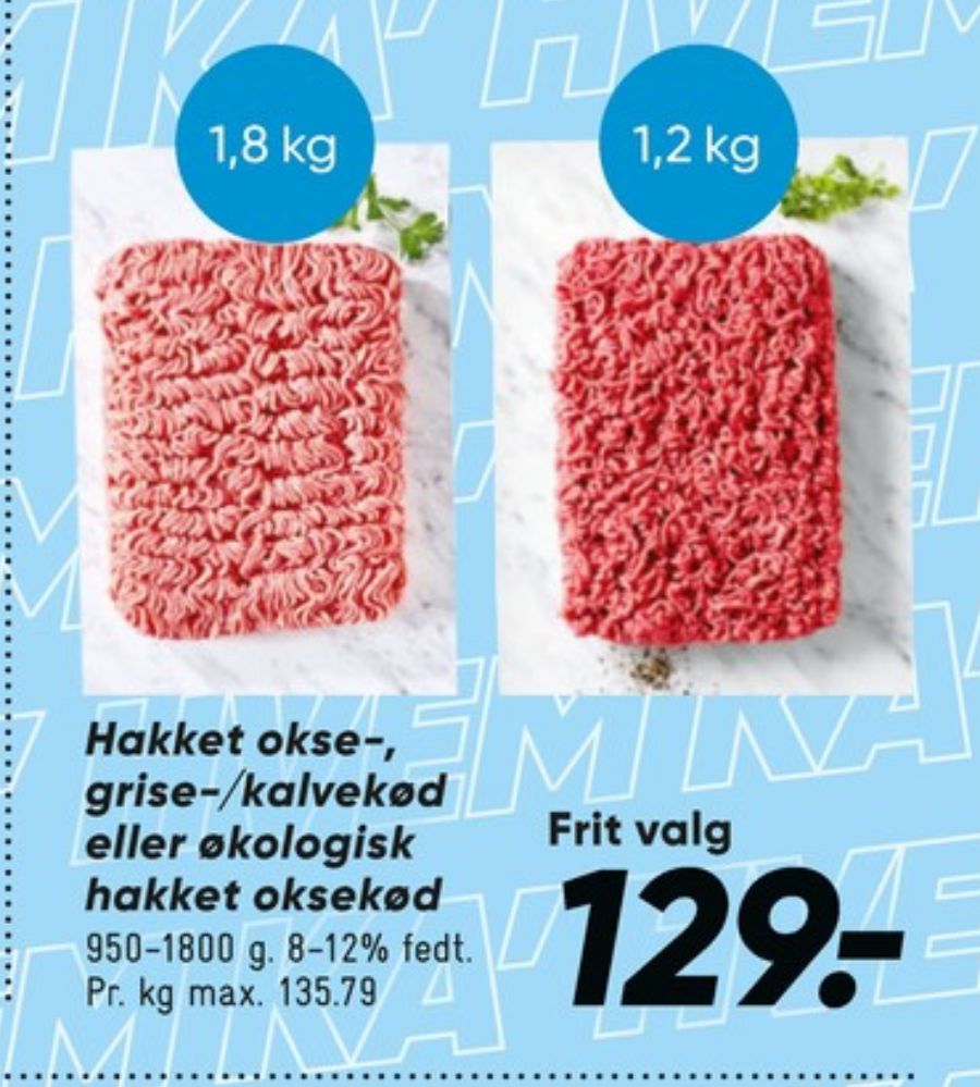 Hakket oksekød 8-12%