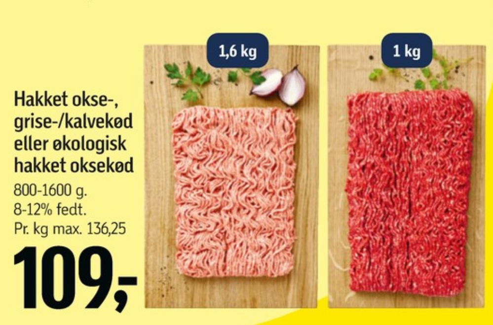 Hakket kalv og grisekød 8-12%