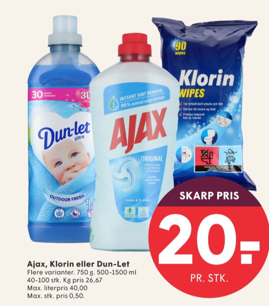 Klorin, Wipes