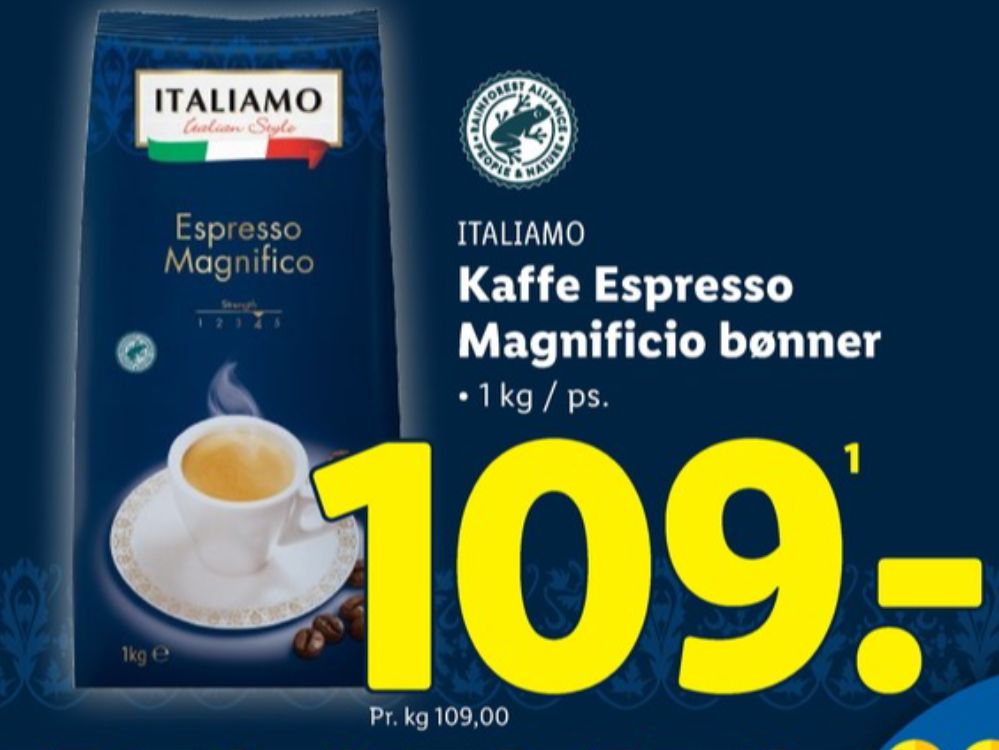 Italiamo Espresso Magnificio, Kaffebønner