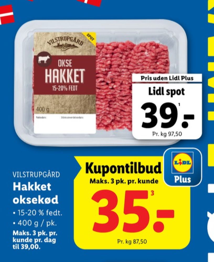 Vilstrupgård, Hakket oksekød 8-12%