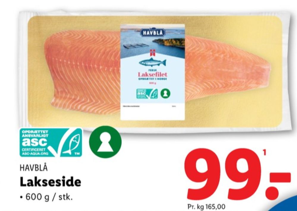 Havblå, Lakseside