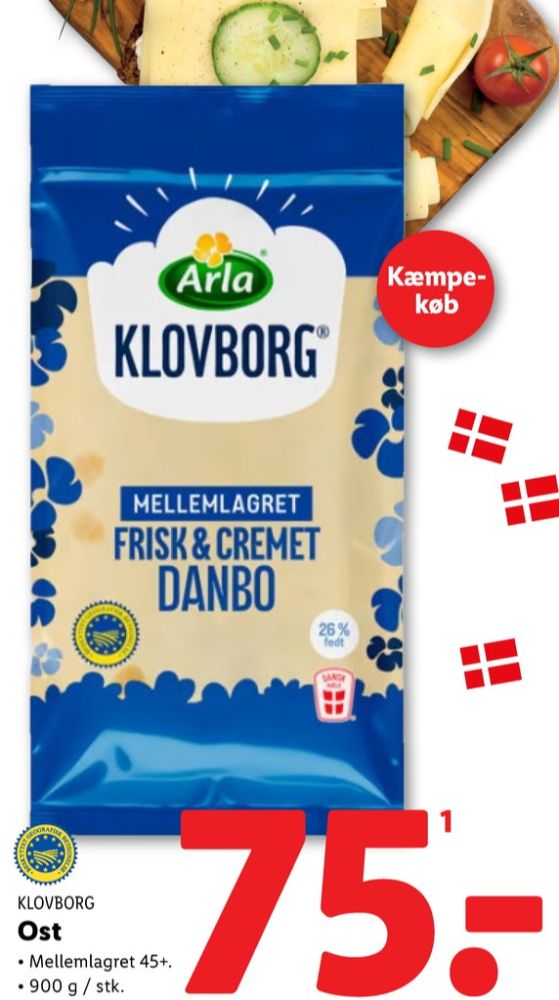 Klovborg, Skæreost Danbo Mellemlagret 45+