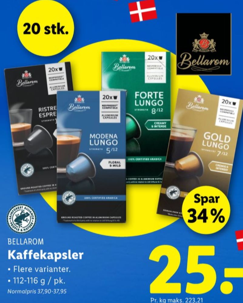 Bellarom Forte Lungo, Kaffekapsler
