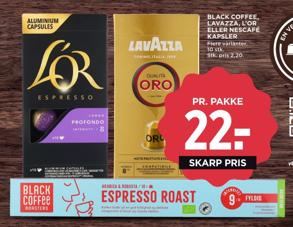 Black Coffee Espresso Roast, Kaffekapsler