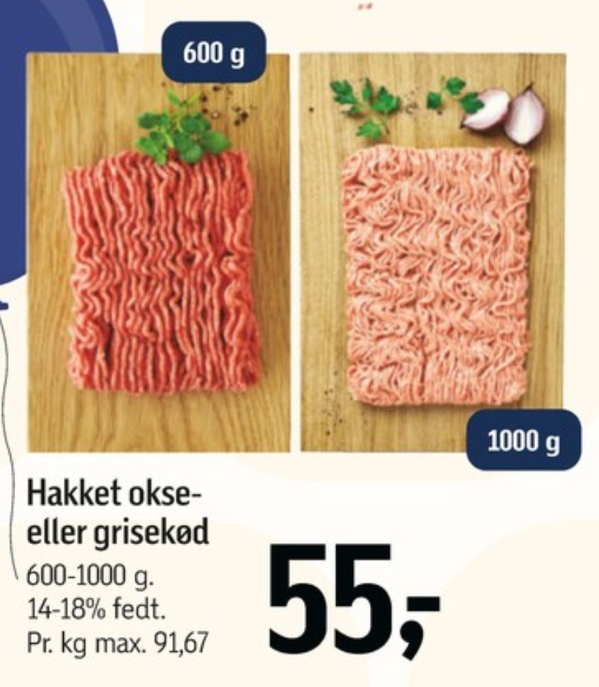 Hakket oksekød 14-18%