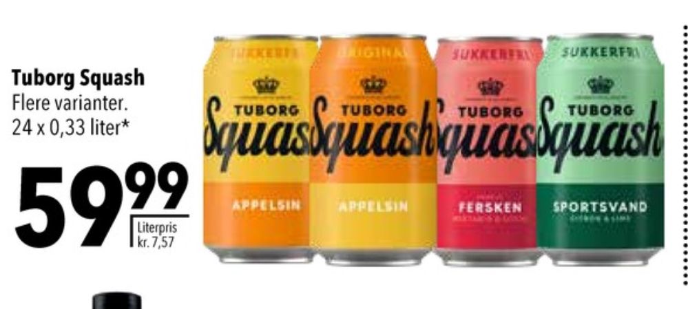 Tuborg Squash, Ferskensodavand Sukkerfri 24 pk.