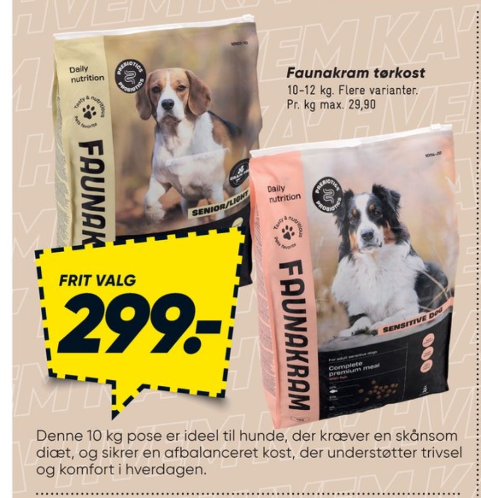 Faunakram, Hundefoder