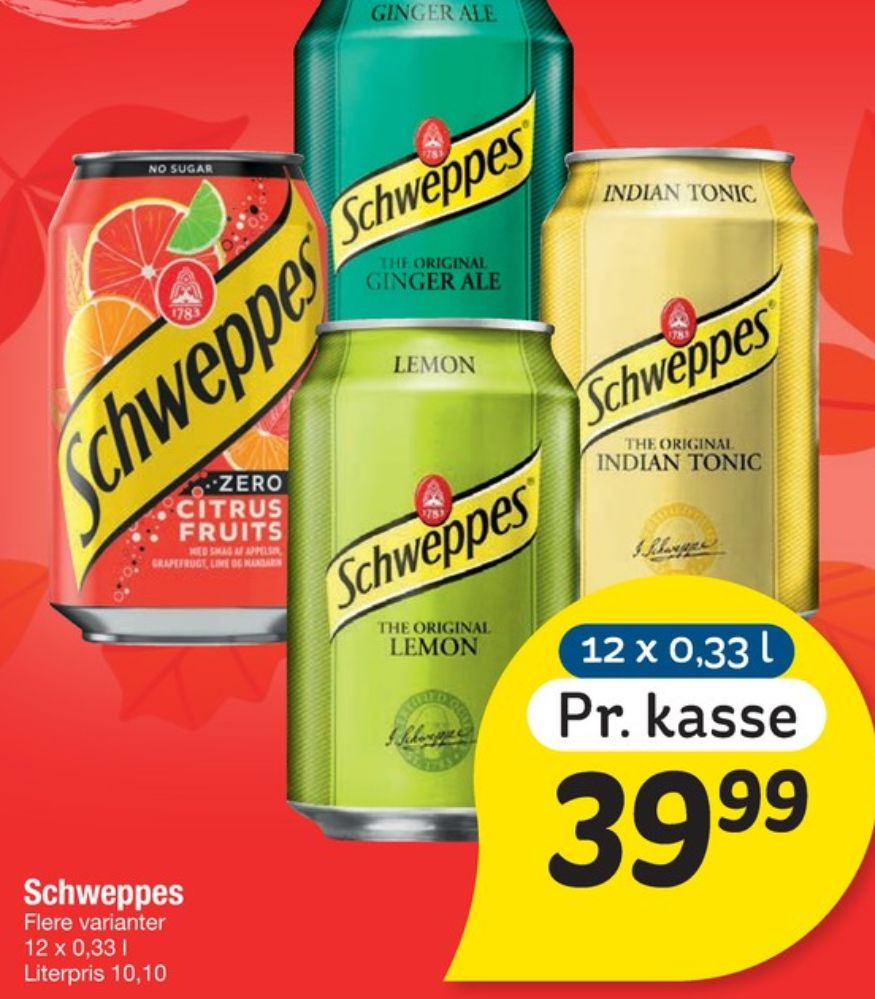 Schweppes Lemon, Lemonsodavand 12 pk.