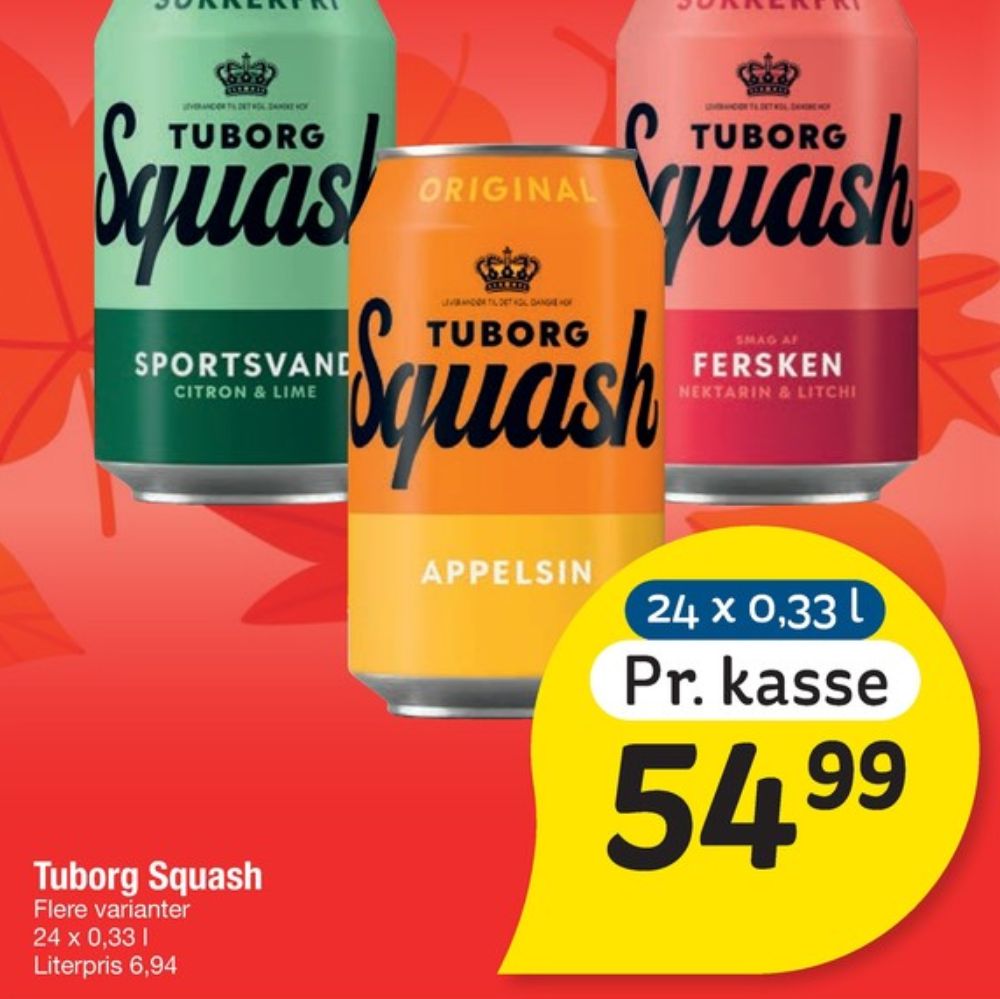 Tuborg Squash, Sportssodavand Citron Lime Sukkerfri 24 pk.