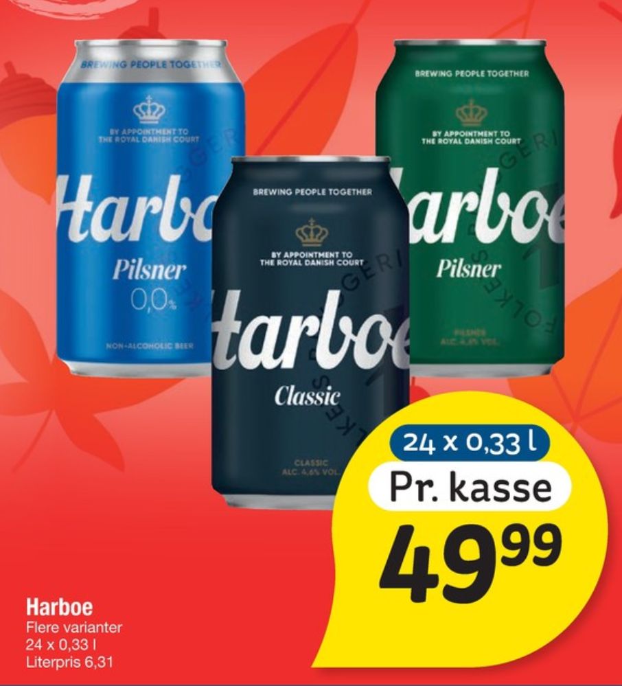 Harboe Pilsner 0,0%, Øl - Alkoholfri 24 pk.