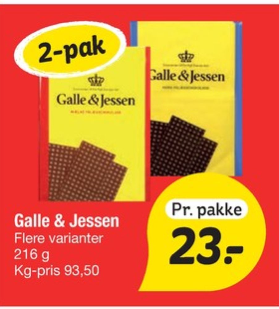 Galle & Jessen, Pålægschokolade Mælk