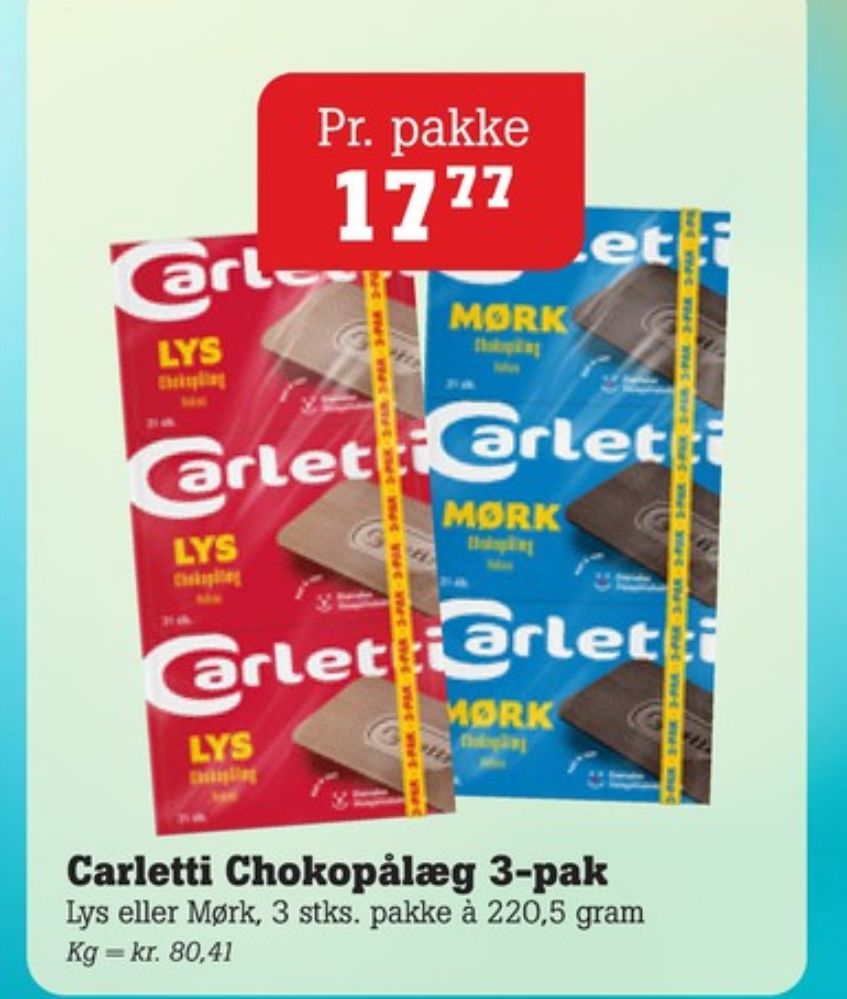 Carletti Den Mørke, Pålægschokolade Mørk