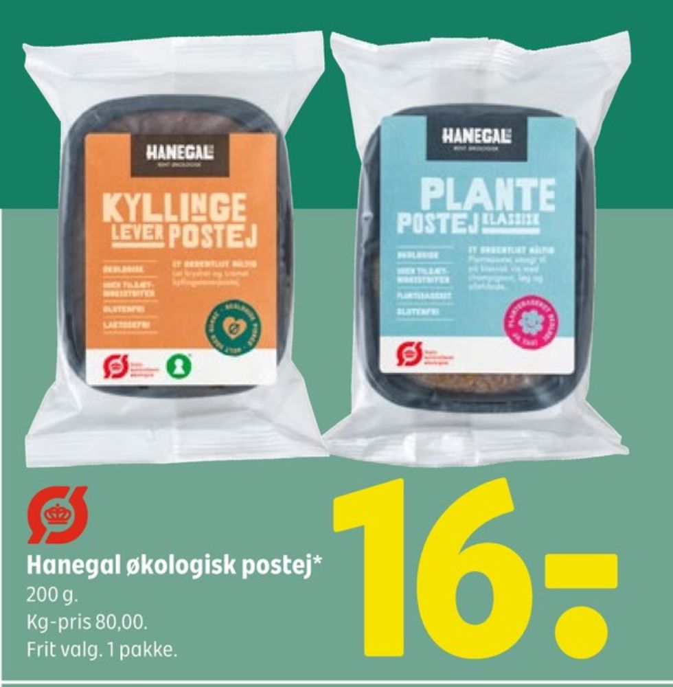 Hanegal, Plantepostej Oliven