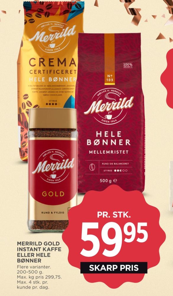 Merrild Crema, Kaffebønner