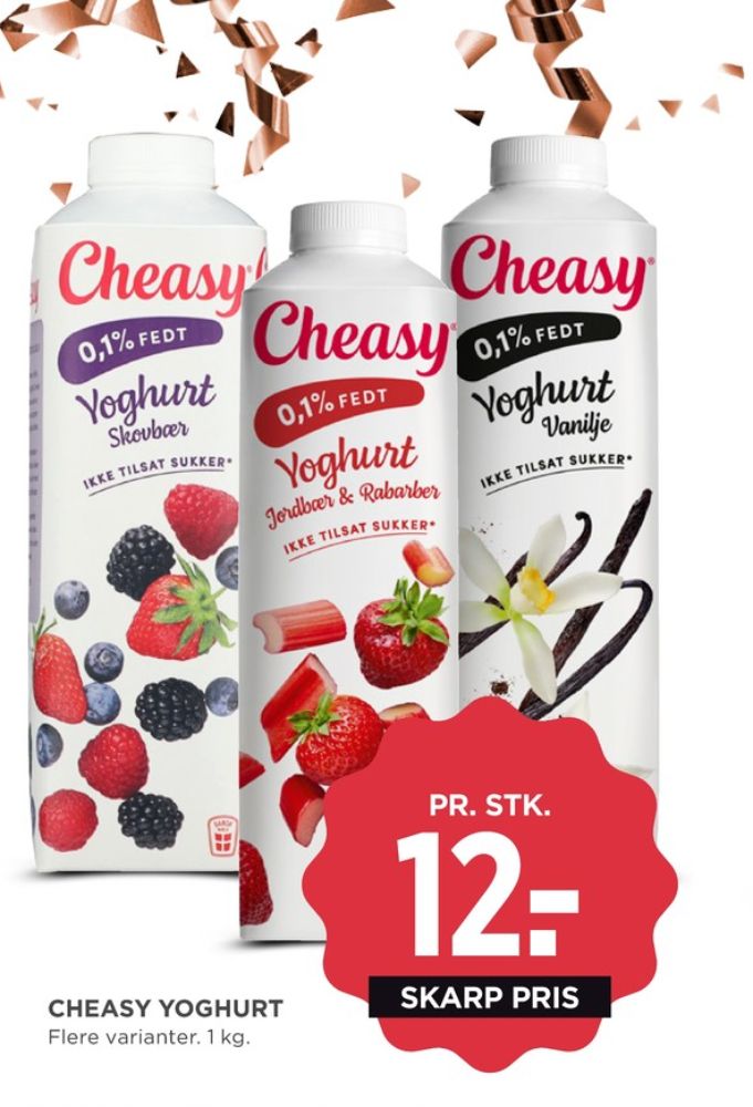 Cheasy, Jordbær & Rababer Yoghurt 