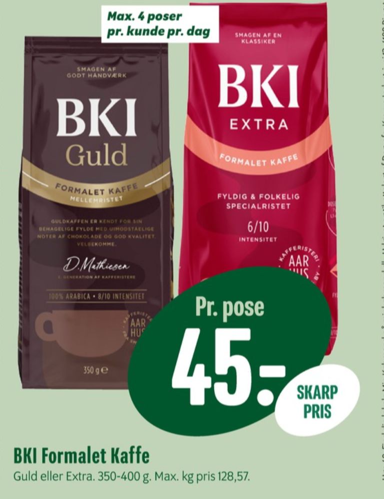 BKI Extra Specialristet, Kaffe Formalet