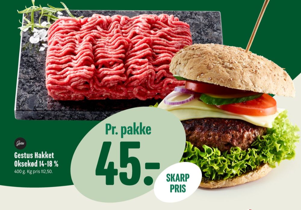 Gestus, Hakket oksekød 14-18%