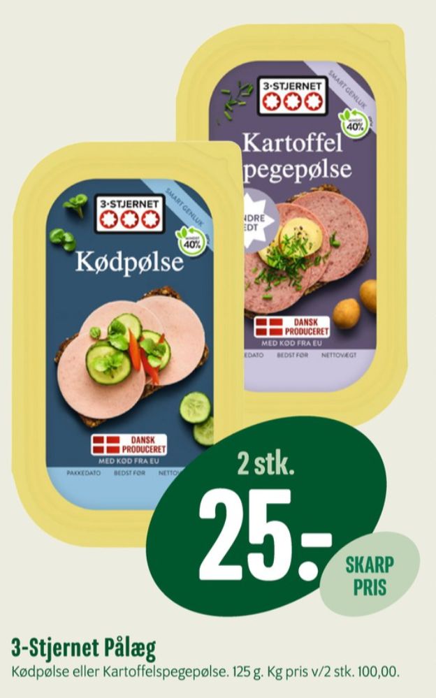 3-stjernet Gul bordpak, Kødpølse