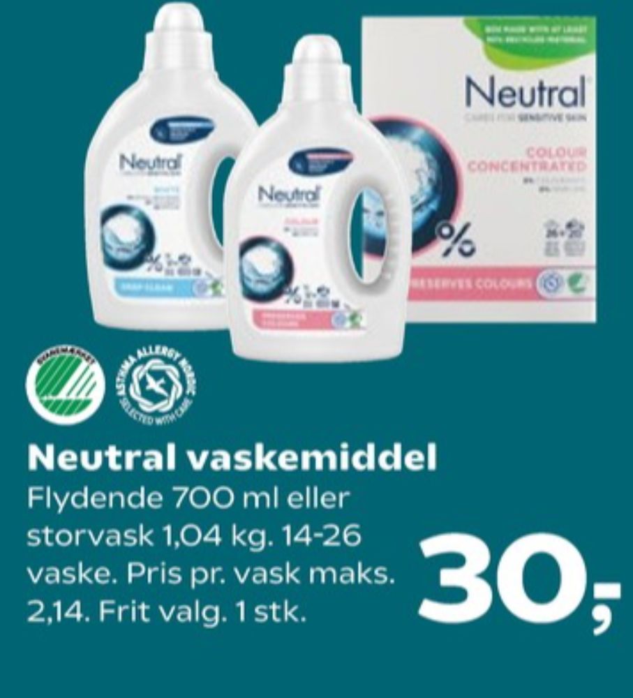 Neutral, Vaskepulver