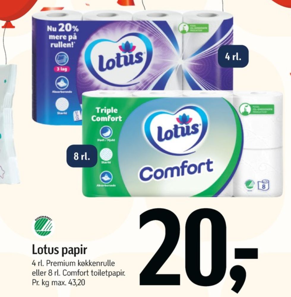 Lotus Comfort, Toiletpapir