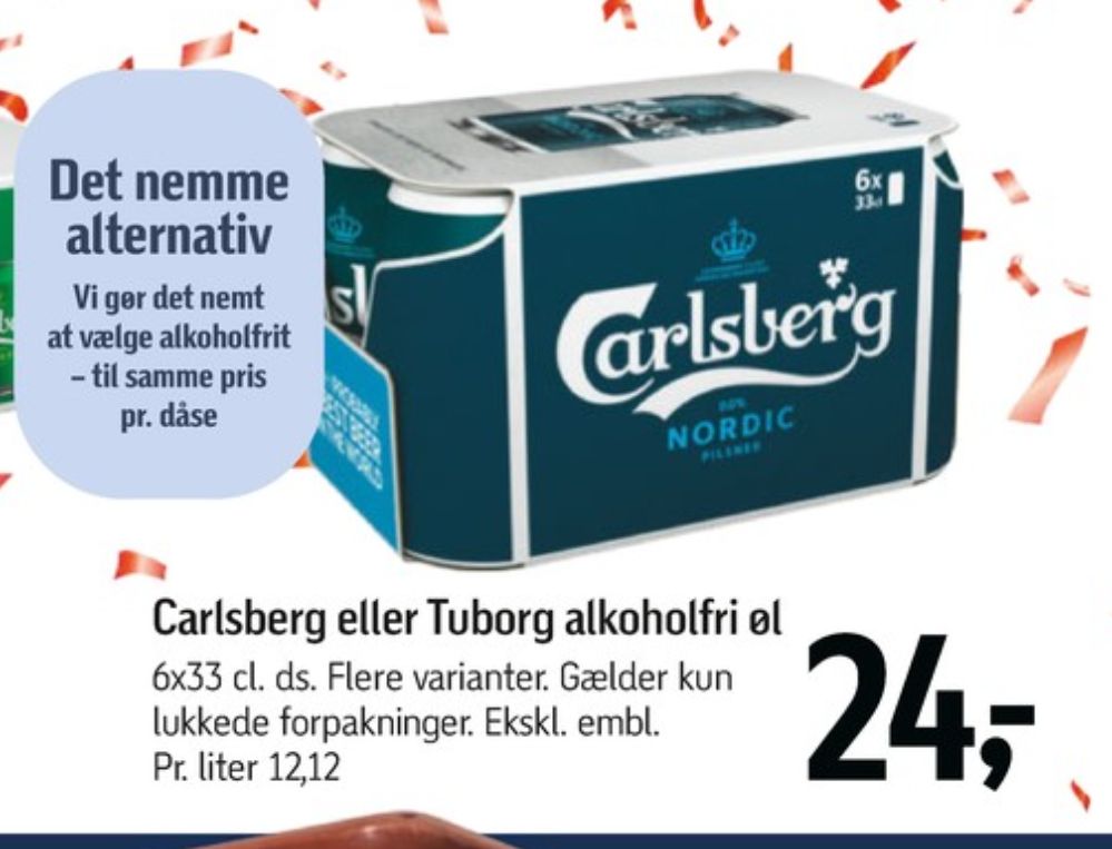 Tuborg Grøn 0,0, Øl - Alkoholfri 6 pk.