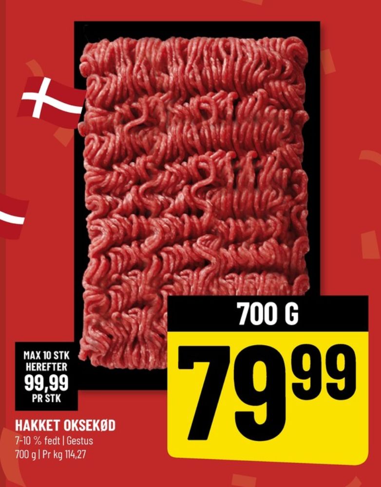 Hakket oksekød 8-12%