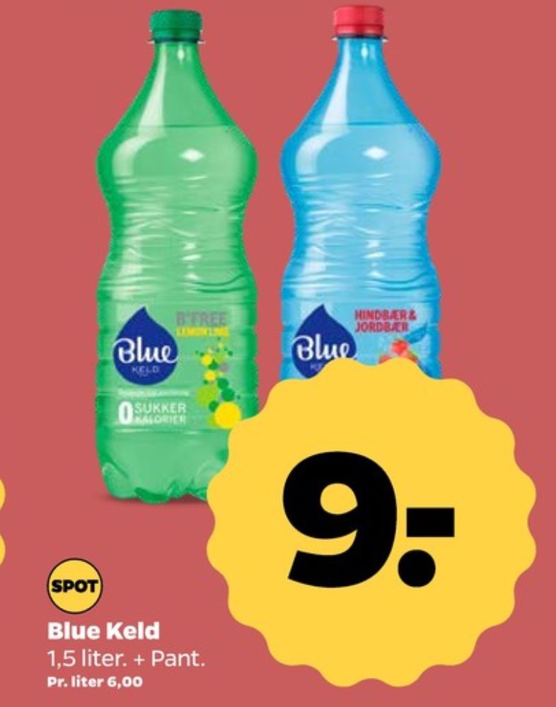 Blue Keld Hindbær & Jordbær, Mineralvand med brus, hindbær og jordbær