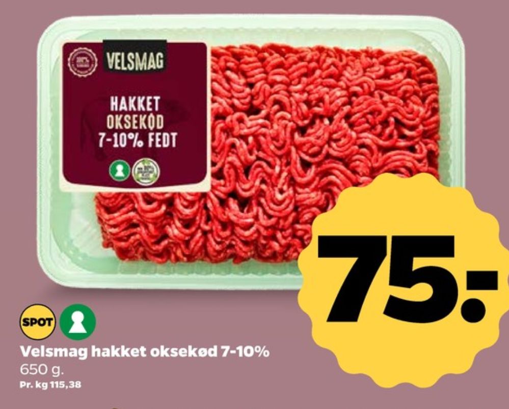 Velsmag, Hakket oksekød 7-10%