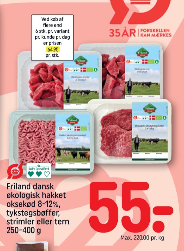 FRILAND Økologi, Hakket oksekød 8-12%