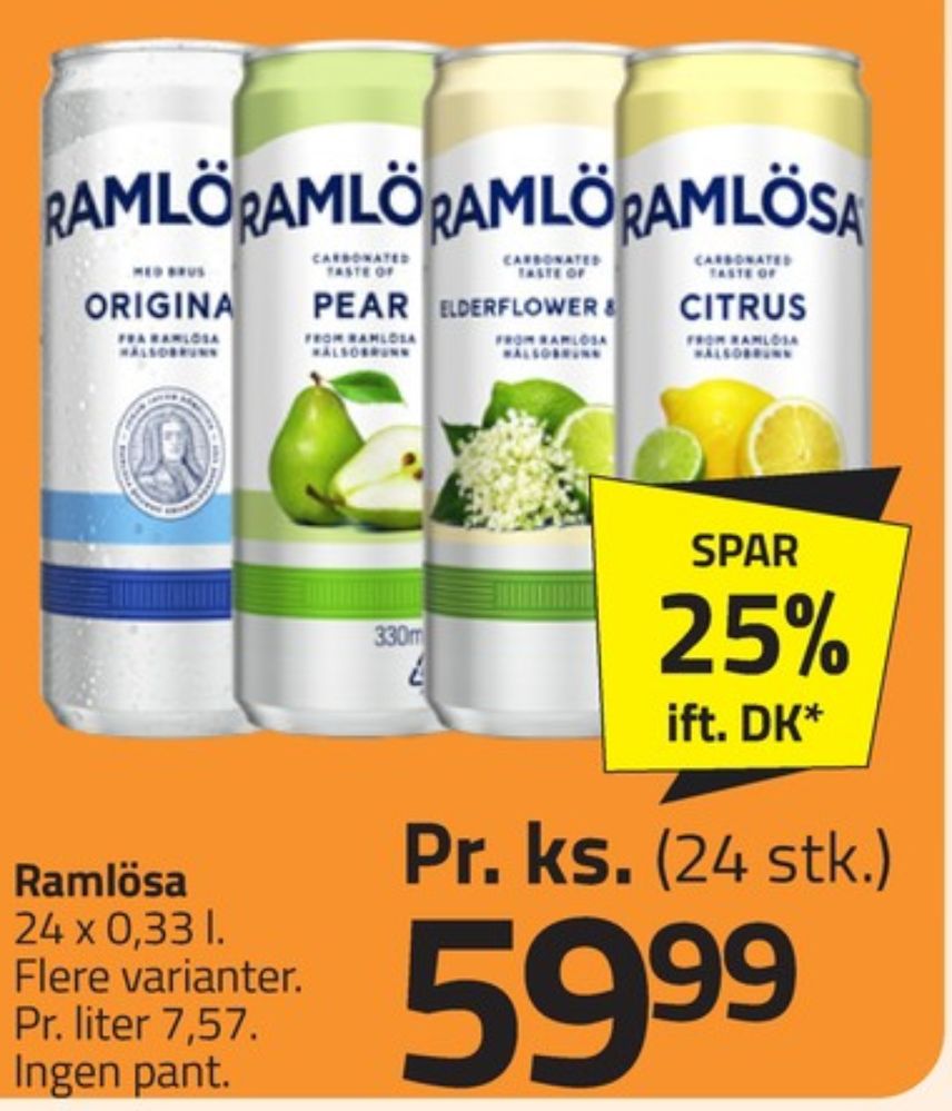 Ramlösa Hyldeblomst & Lime, Mineralvand med brus 24 pk.