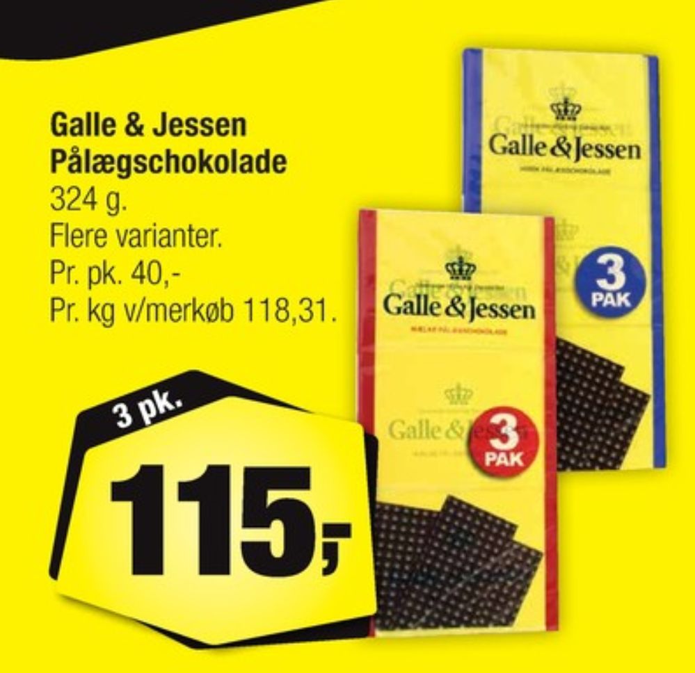Galle & Jessen, Pålægschokolade Mælk