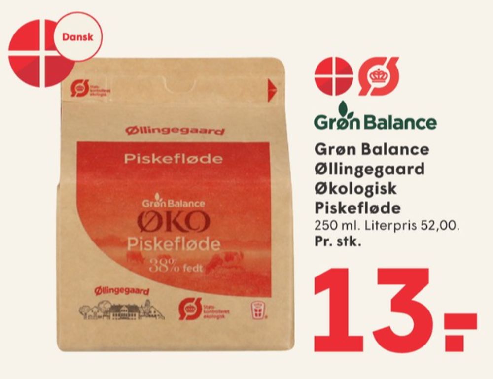 Grøn Balance Øllingegaard, Piskefløde 38%
