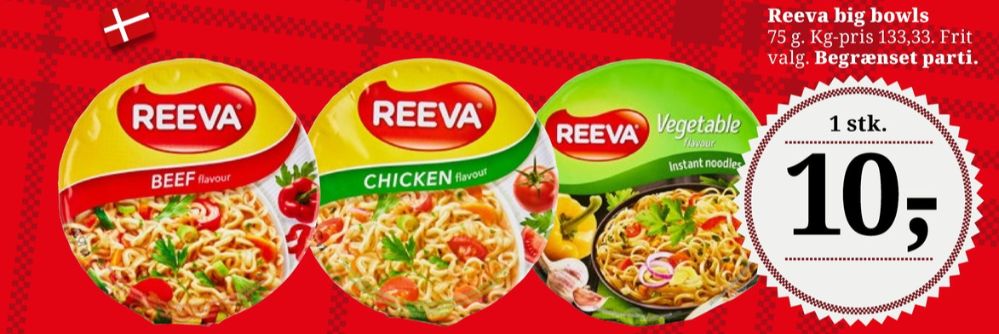 Reeva, Nudler med oksekødssmag