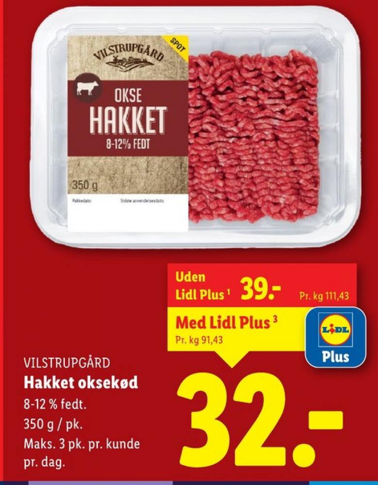 Vilstrupgård, Hakket oksekød 8-12%