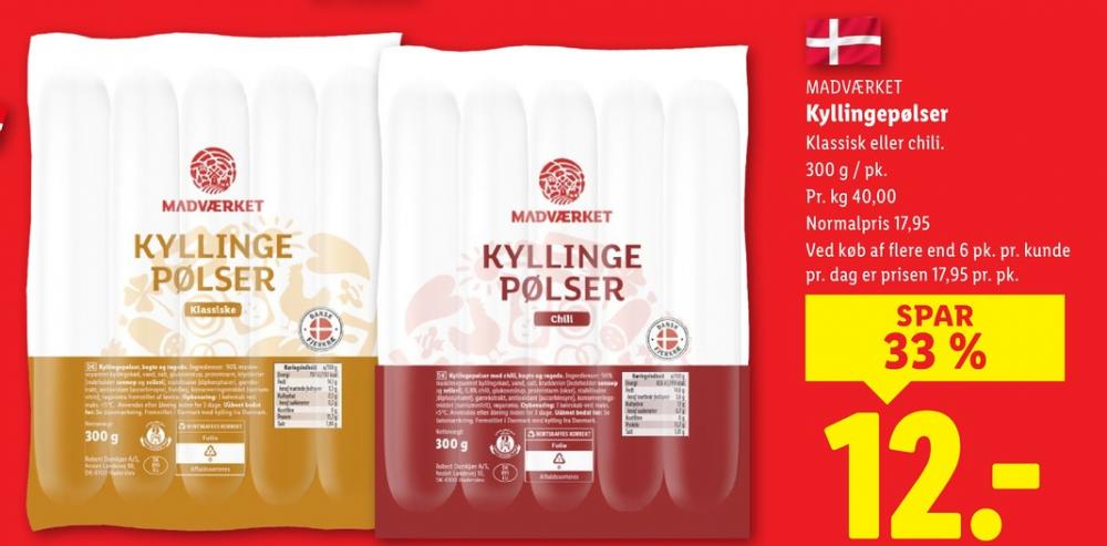 Madværket, Kyllingepølser Chili