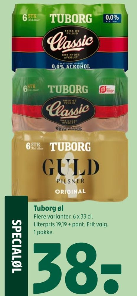 Tuborg Classic 0,0, Øl - Alkoholfri 6 pk.