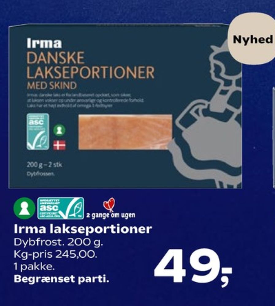 Irmas, Lakseportioner