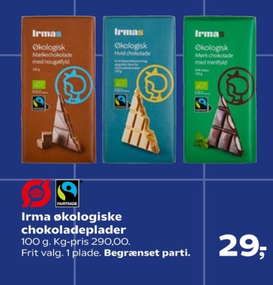 Irmas, Chokoladeplade Mørk Chokolade med Mintfyld