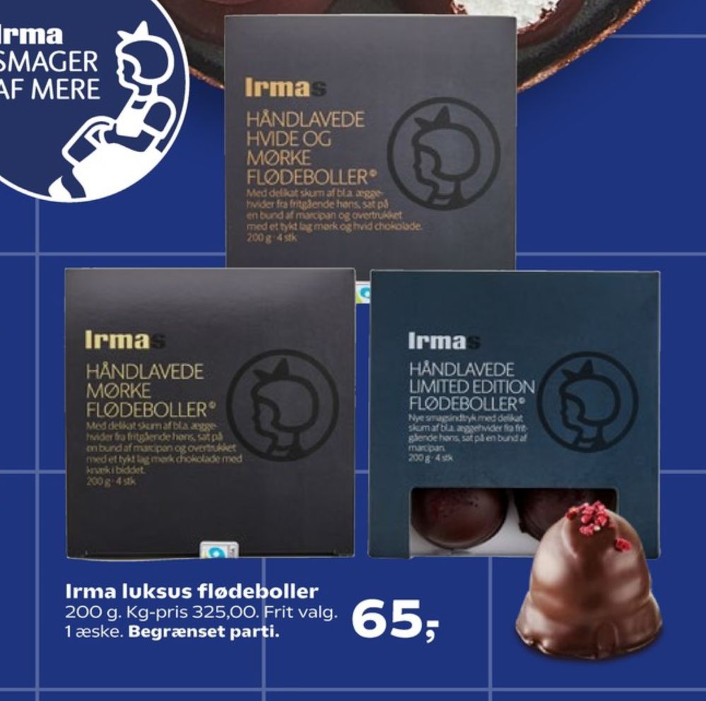 Irmas, Flødeboller Håndlavede Hvide & Mørke