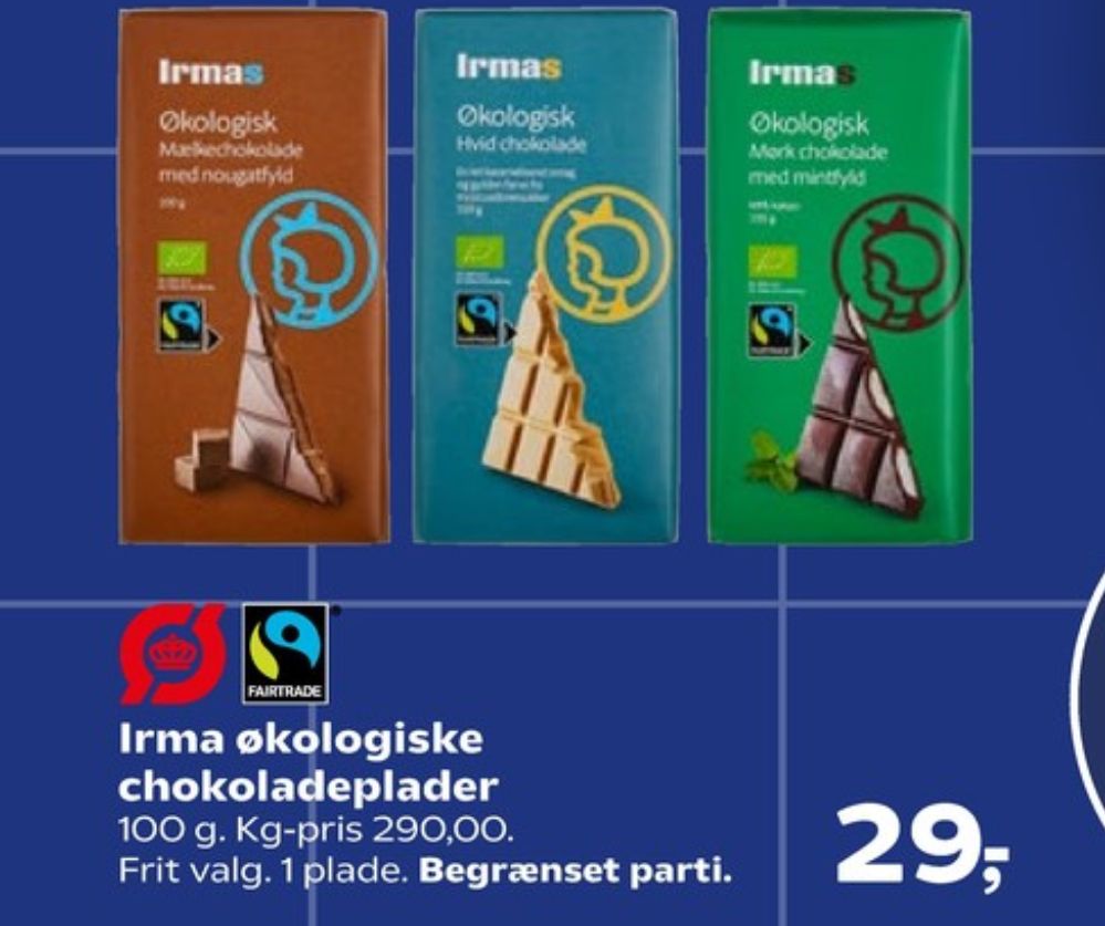 Irmas, Chokoladeplade Mørk Chokolade med Mintfyld