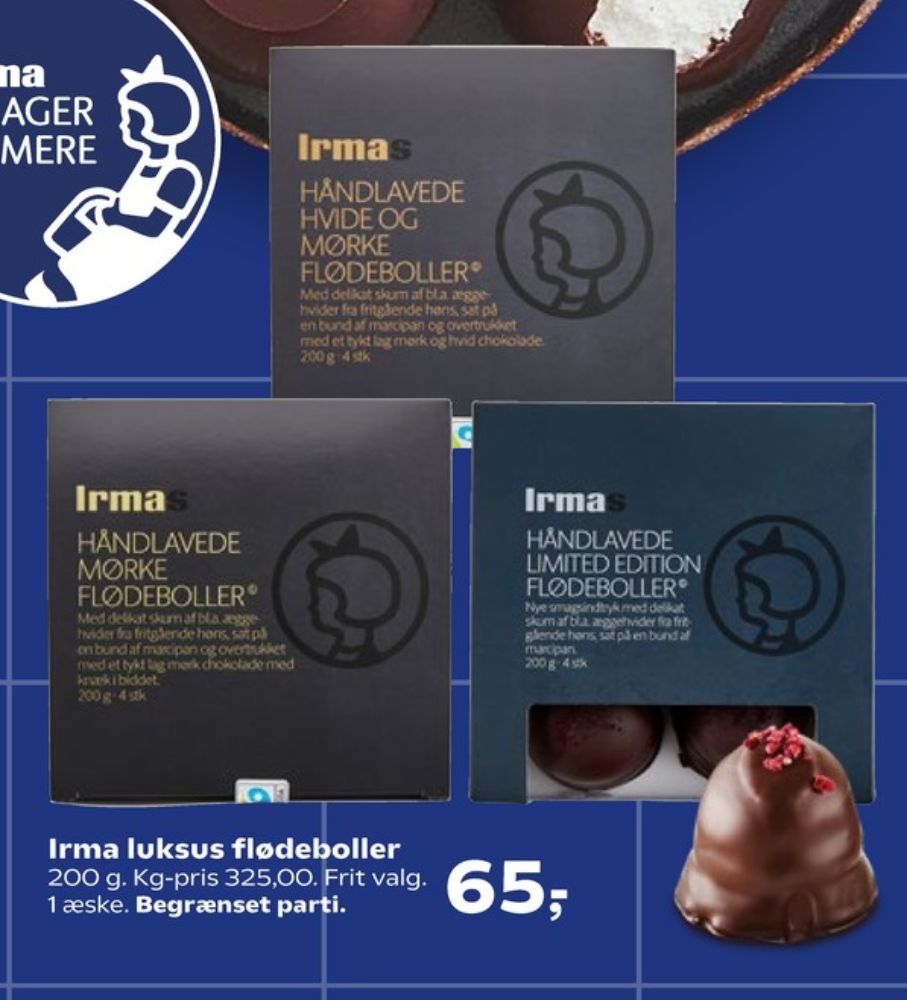 Irmas, Flødeboller Håndlavede Hvide & Mørke