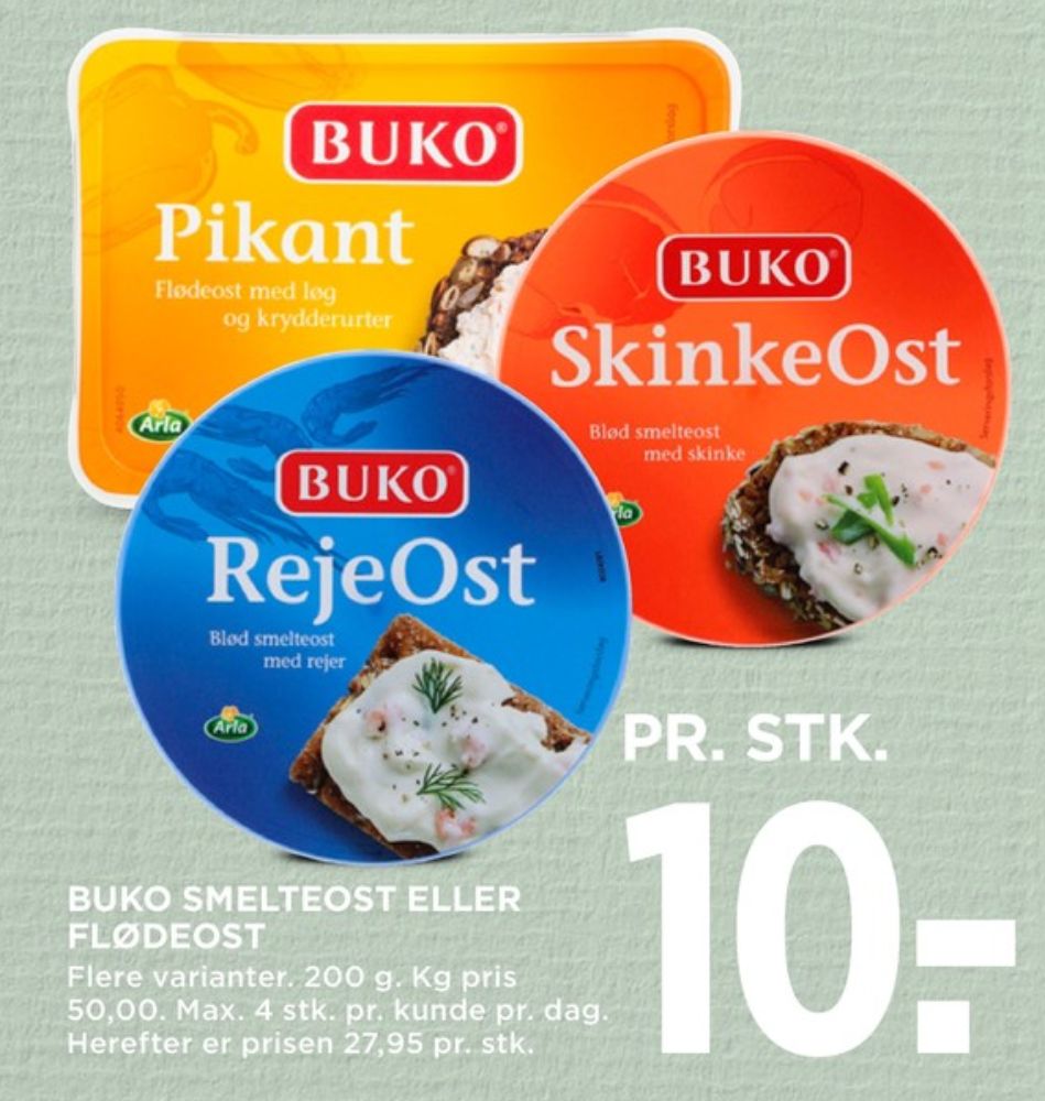 Buko Smelte, Smøreost Skinkeost