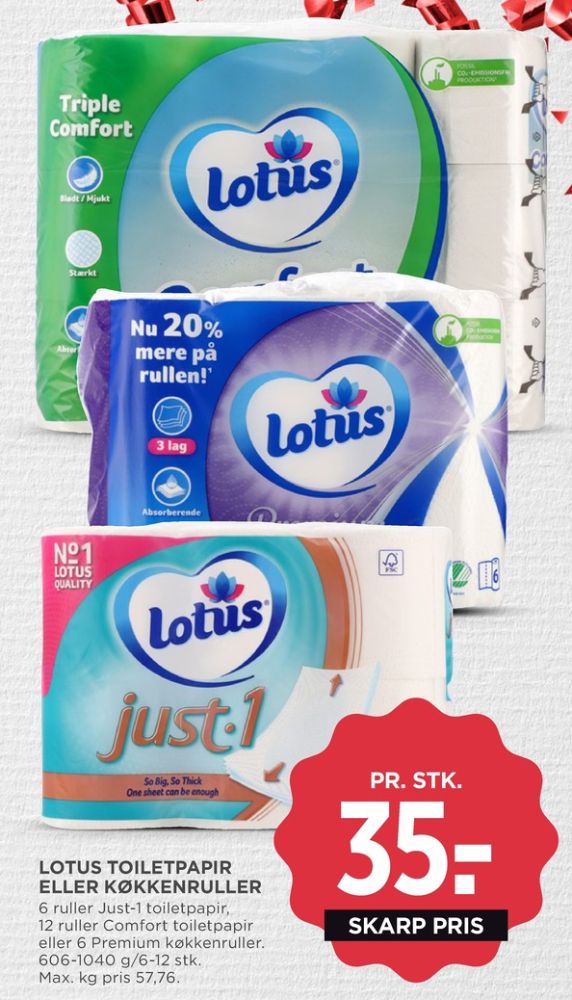 Lotus Comfort, Toiletpapir