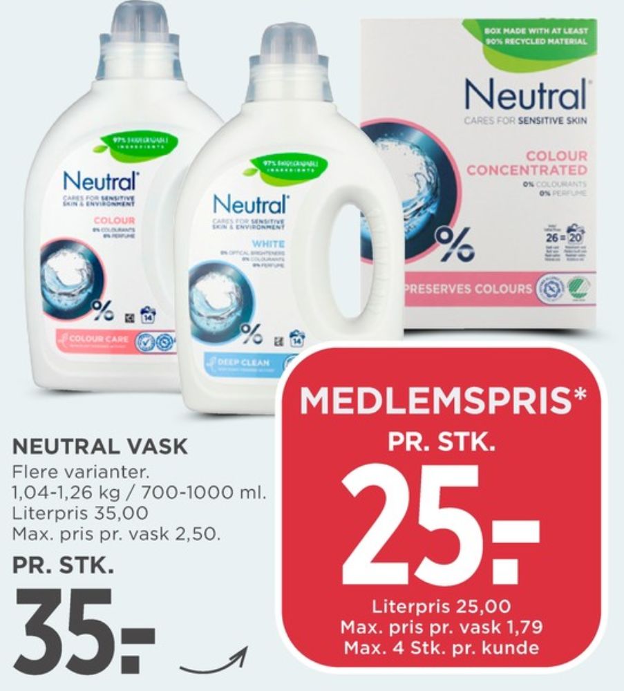 Neutral, Vaskepulver