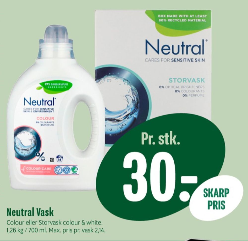 Neutral, Vaskepulver